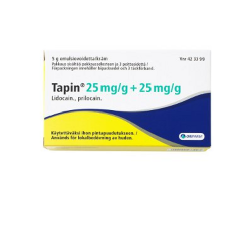 TAPIN emulsiovoide 25 mg/g+25 mg/g 3 peittosidettä 5 g