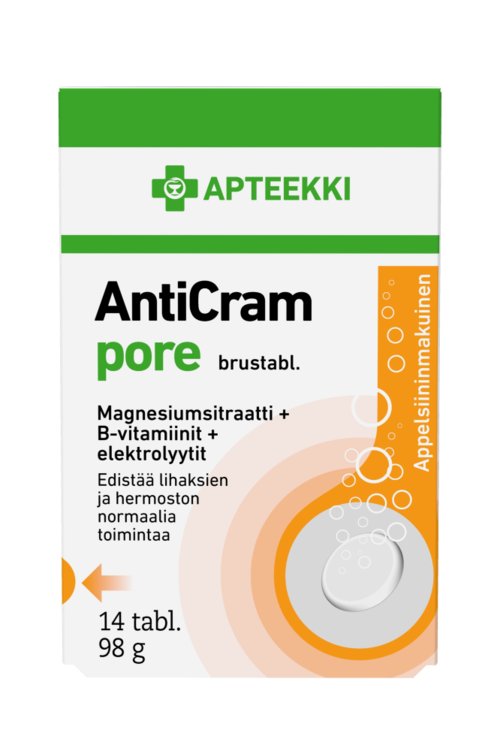 APTEEKKI AntiCram pore appelsiininmakuinen 14 tabl