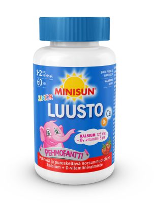Minisun Pehmofantti Luusto Kalsium+D-vitamiini Junior, pehmeä pureskeltava vitamiini 60 kpl