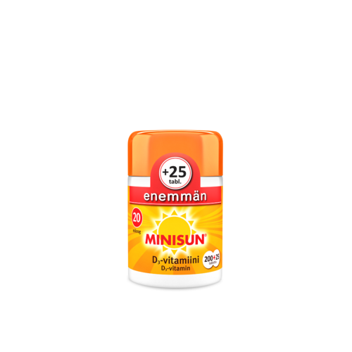 Minisun D-vitamiini 20 mikrog 225 TABL