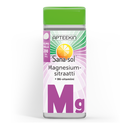 Apteekin Sana-sol Magnesiumsitr.+B6-vitamiini 200 tabl
