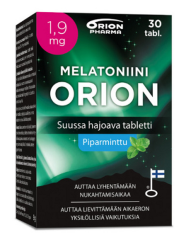 Melatoniini Orion 1,9 mg piparminttu suussa hajoava tabletti 30 t